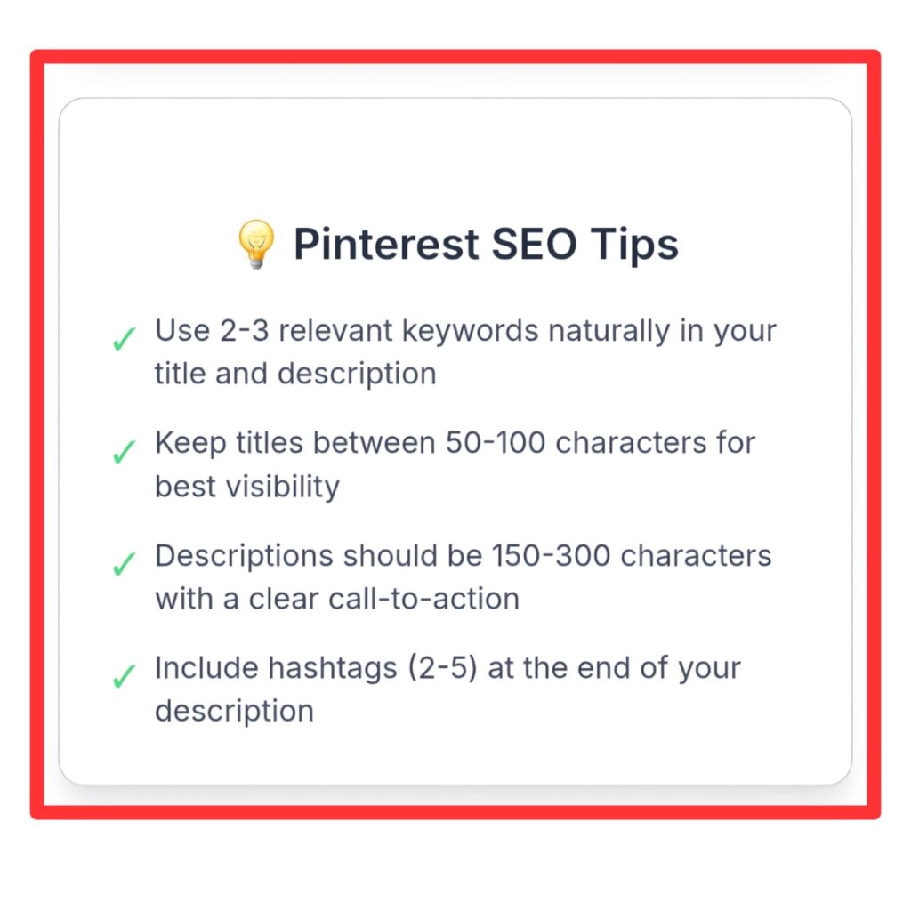 free pinterest seo title and description tips online