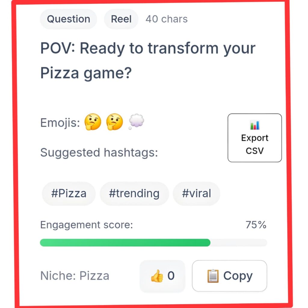 AI Instagram Hook Generator and save with CSV in 2025