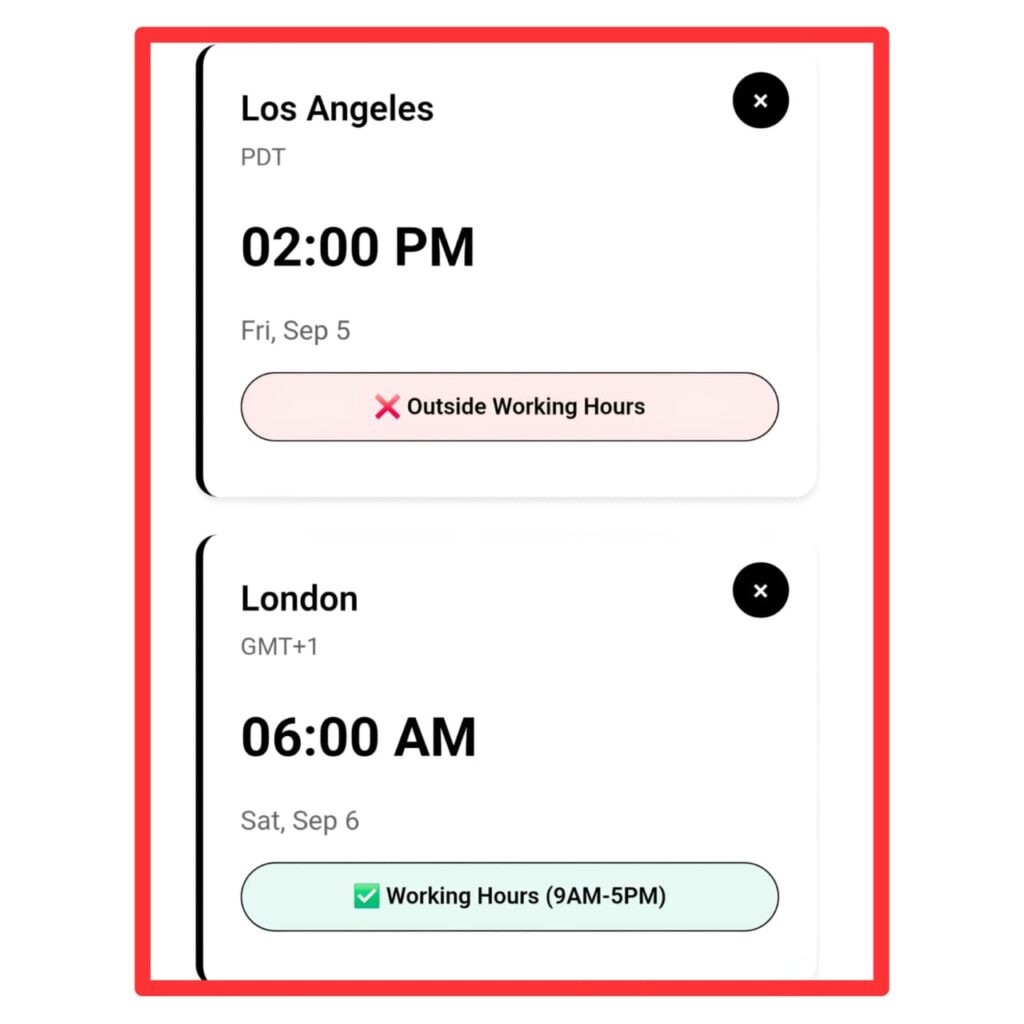 free Timezone meeting time finder working hours